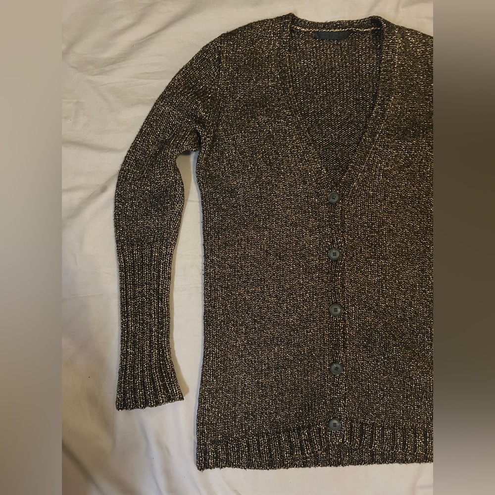 Jenni Kayne gold black sparkly sweater cardigan Size Small - Picture 6 of 14